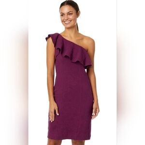 Lilly Pulitzer Bordeaux One Shoulder Side Zip Mini Dress Size 2